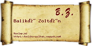Balikó Zoltán névjegykártya