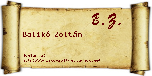 Balikó Zoltán névjegykártya